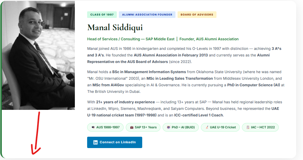 Manal Siddiqui – AUS Alumni Class of 1997